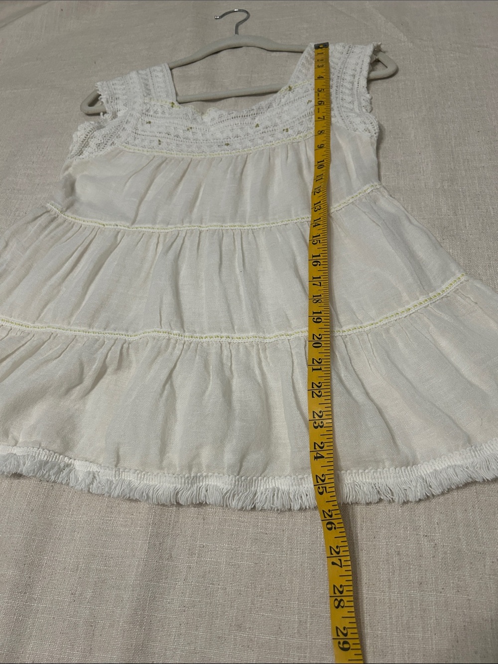 Free People Cream Crochet Yoke Tribal Tiered Bohemian Tank Top Size Small - Picture 11 of 15